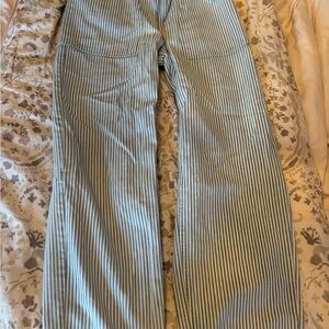 Urban Outfitters Blue and White Striped Straight Leg Jeans